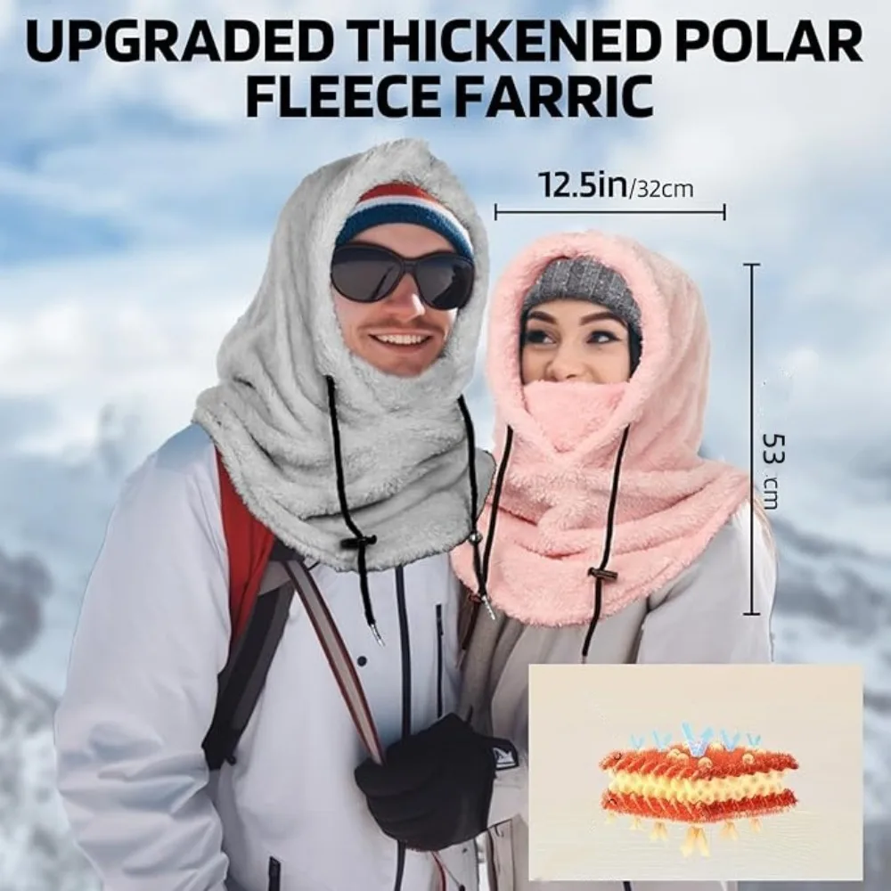 High Quality Arctic Velvet Sherpa Hood Ski Mask Adjustable 3 in 1 Warm Hood Warm Tool Thicken Neck Warm Hooded Men Women