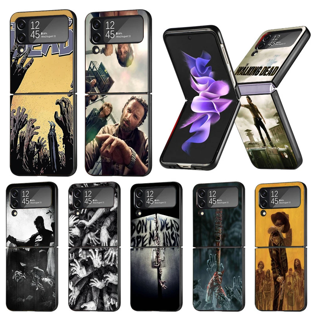 The Walking Deads TV Shockproof Folding Mobile Hard Shell For Samsung Galaxy Z Flip 4 3 5G TPU Black Phone Case Flip4 Cover