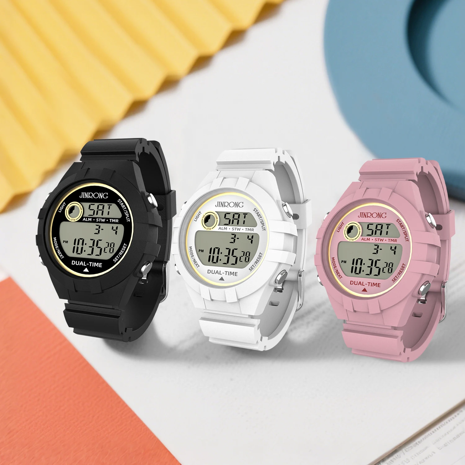 2025 ساعة رياضية خارجية إلكترونية متعددة الوظائف للرجال والنساء مقاومة للماء 30 متر مؤقت ضوء ليلي توقيت مزدوج