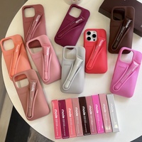 Rhode With Lip Gloss Phone Case for iPhone 16 15 14 13 12 11 Pro Max Plus Lipstick Silicone DIY Toast Espresso Ribbon Box Cover