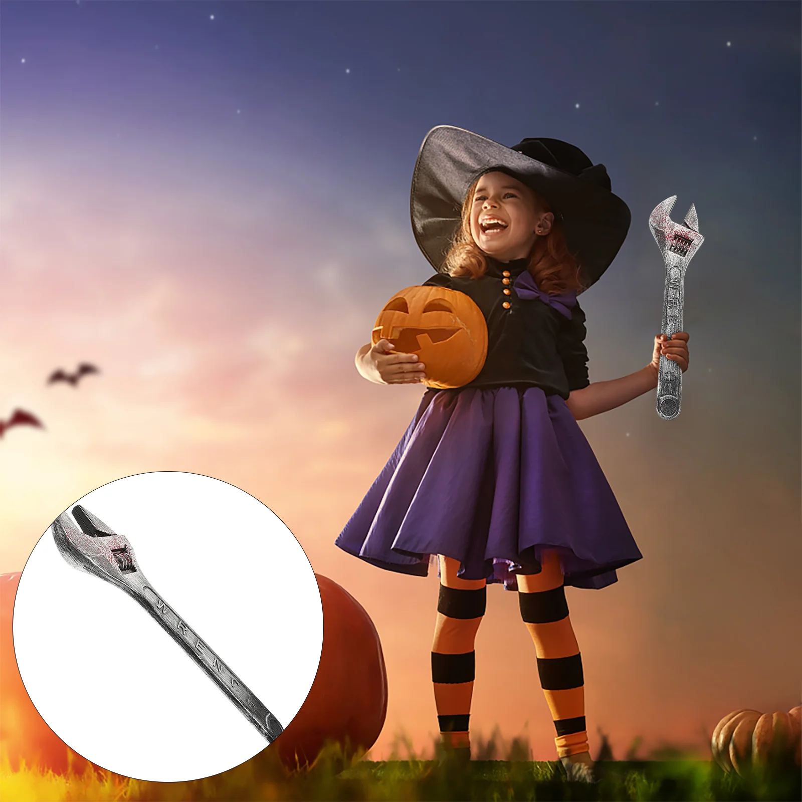 

Plastic Wrench Toy Prank Supplies Realistic Bloody Spanner Halloween Decor Scary Yard Props Kids Toy Simulation Photo Horror