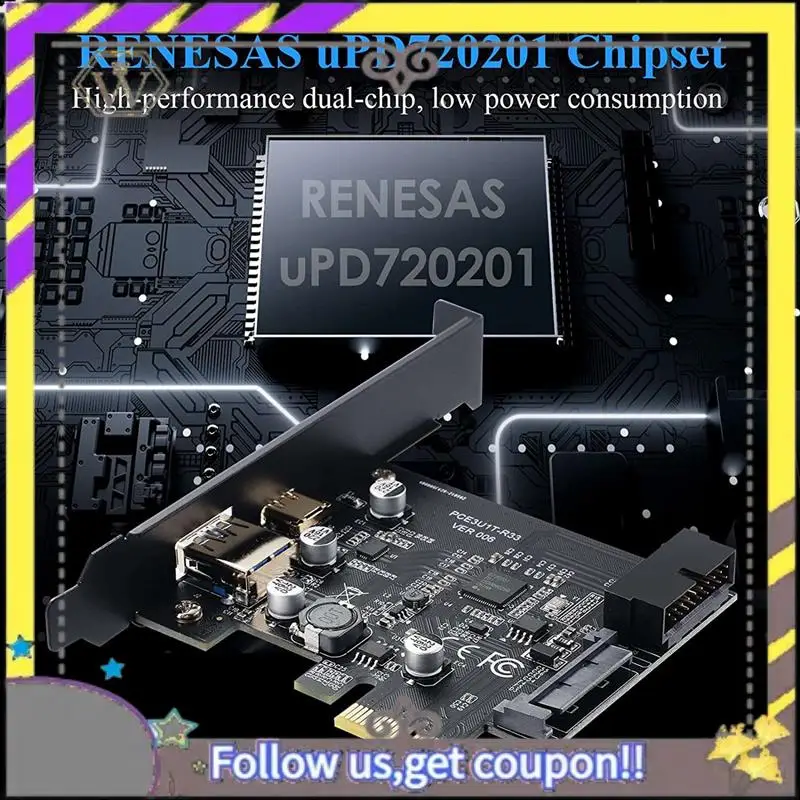 New PCI-E 1X To USB 3.2 Gen1 USB3.2 Type-C Front Adapter Card Plastic Expansion Card