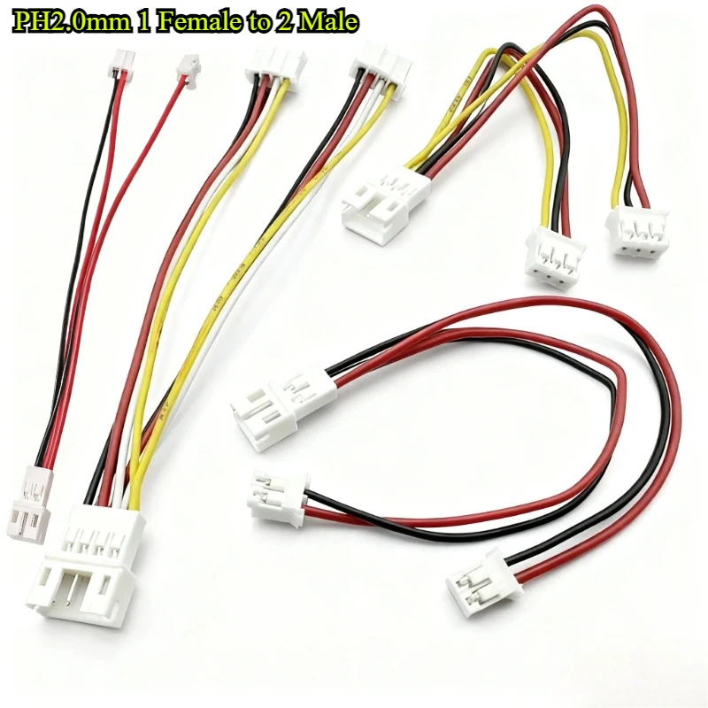 

PH2.0mm 2P 3P 4P 1 Female to 2 Male head CPU 2/3/4Pin PWM Fan Connector Cable Lead Y Splitter Graphics Card Fan Cable 10cm 26AWG