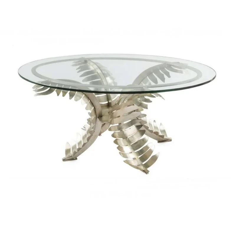 

American personalized light lu xury creative wrought iron le af coffee t ble/so ft decoration