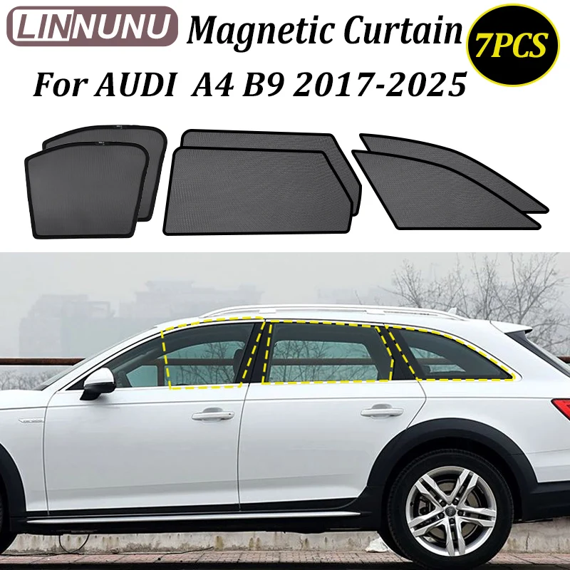 

LINNUNU для AUDI A4 B9 2017-2025 3 коробки солнцезащитный козырек на окно автомобиля магнитная штора авто солнцезащитный козырек на боковое окно внешняя отделка солнцезащитный козырек
