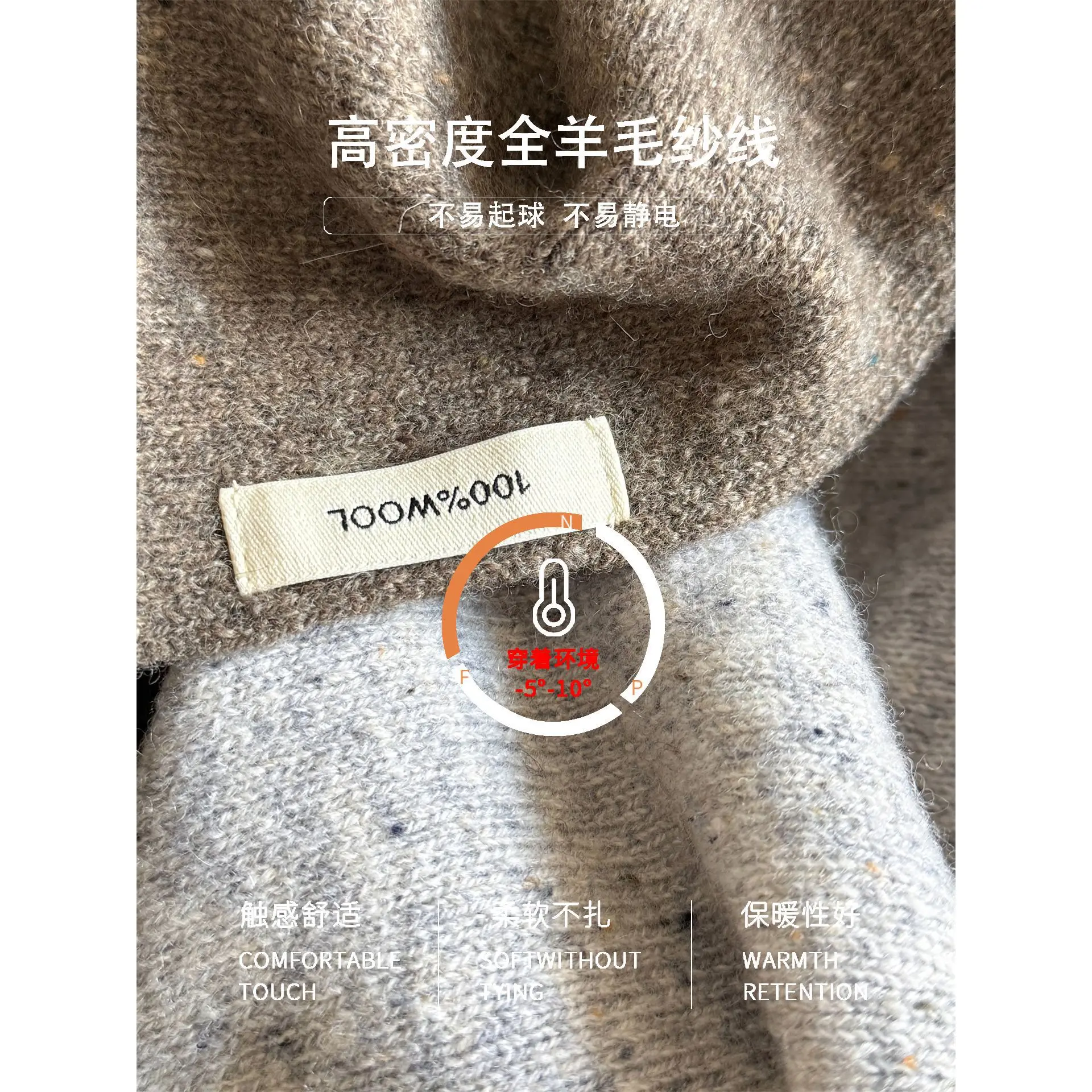 

High Version Old Money Style Winter Pure Wool Thickened Large Triangular Scarf Casual Knitted Shawl Outer Scarf Women