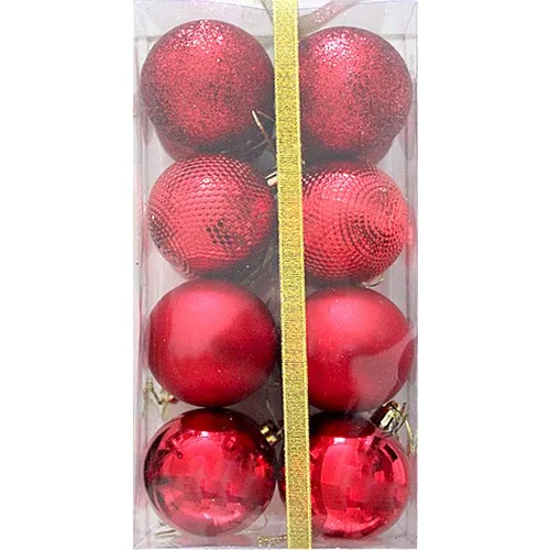 Christmas Ball Tree Ornament Red 6cm 16'lı