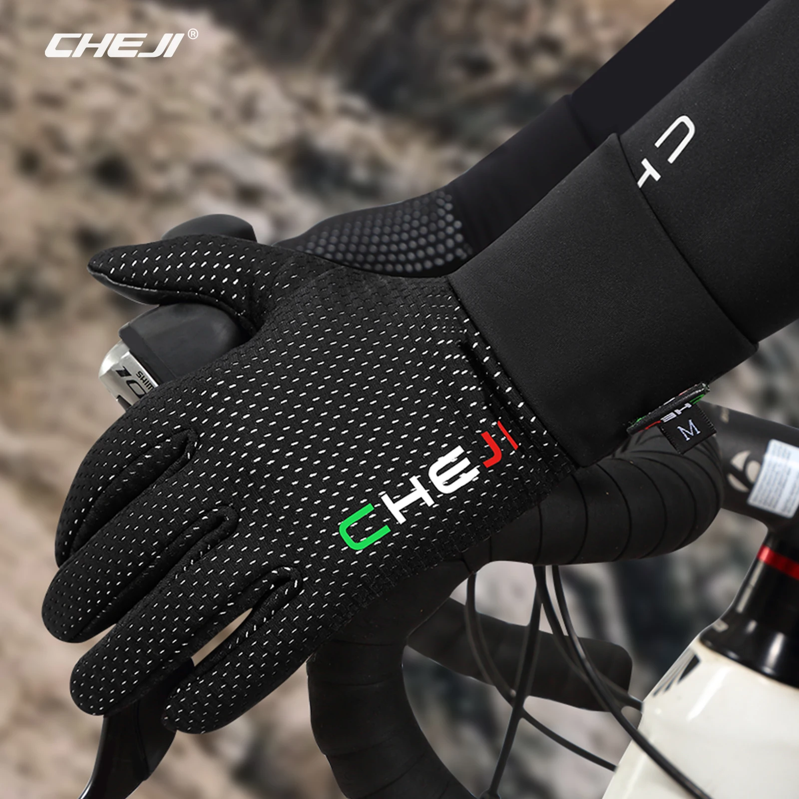 

CHEJI-Full Finger Cycling Gloves for Men and Women, Fleece Cycling Equipment, Bicycle Sports, Touchscreen, Reflective, New, 2024