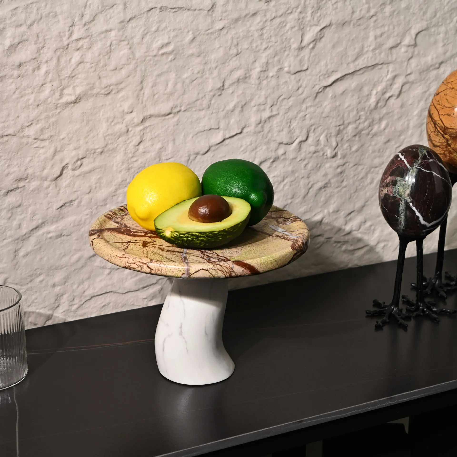 

Marble Art Fruit Plate Light Luxury Modern Style Reception Desk Decoration High-end Club Center Ornament