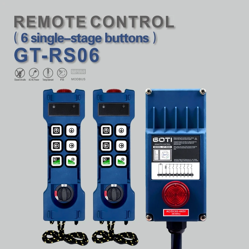 

GT-RS06 Industrial Radio Wireless Crane Hoist Remote Control 2T1R Switch 6 Channel Replace UTING F21-E1B F21-E1 TELEcontrol