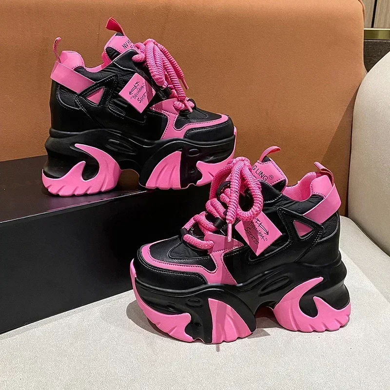 

High Platform Sneakers Women 2023 Thick Sole Sports Ladies Trainers Vulcanized Shoes Woman Chunky Sneakers Zapatillas Mujer 10CM