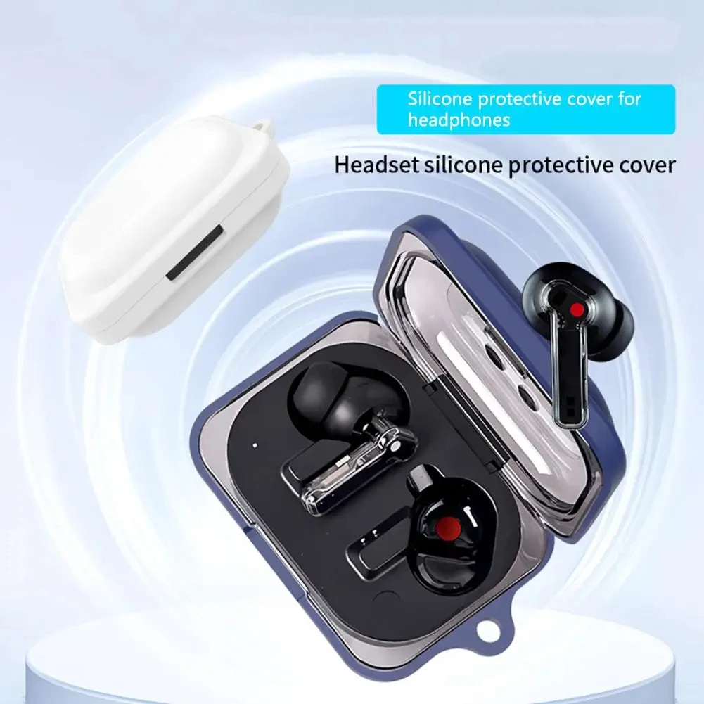 Silicone Soft Protective Cover Anti Drop Protective Skin Sleeve Dustproof with Carabiner for Nothing Ear (a) Wireless Headphones