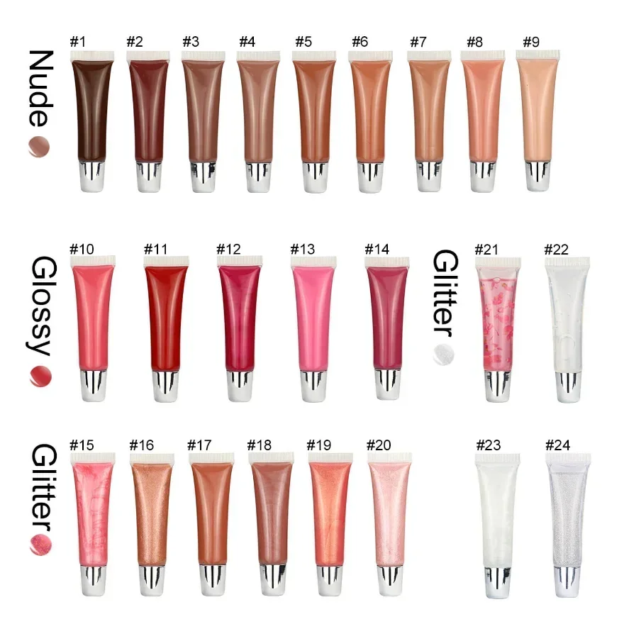 China Vendor No Brand Custom Your Logo Fruity Lipgloss Lip Gloss Tubes Wholesale P62 P81 P104