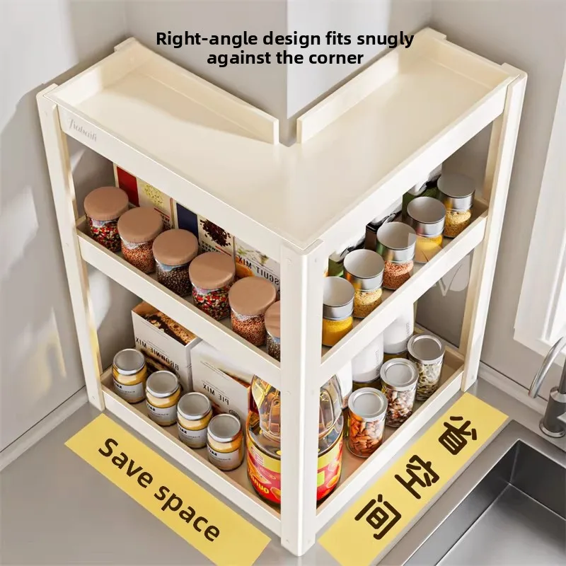 HYS countertop kitchen corner seasoning rack multi-functional countertop corner seasoning storage rack