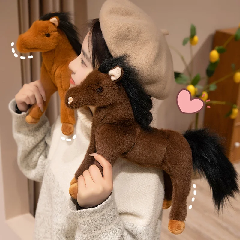 25 ซม.น่ารักชีวิตจริงม้าตุ๊กตาPlushตุ๊กตาสัตว์คุณภาพสูงSuperสมจริงPony Plushของเล่นคลาสสิกของขวัญวันเกิด