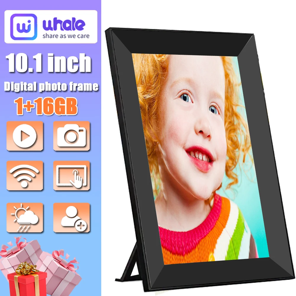 

10.1 Inch Digital Picture Frame 16G WiFi Photo Frame 1280x800 Touch-screen Auto Rotation Photo Sharing Via Uhale APP Xmas Gifts