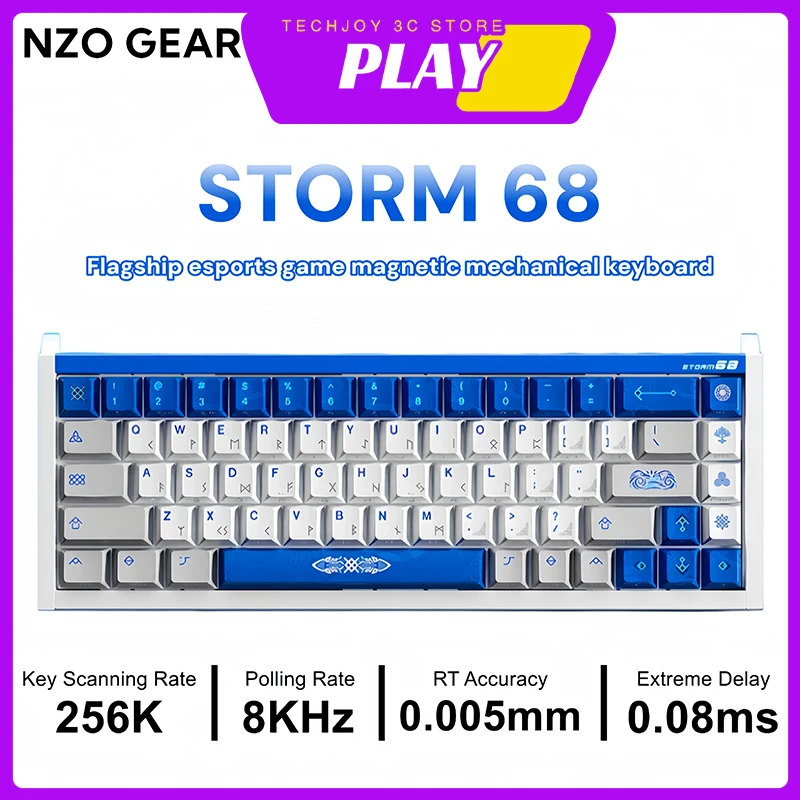 Nzo storm68 teclado magnético 220 malha alumínio anodizado com fio rt0.005mm 8khz taxa de pesquisa 0.08ms atraso teclado para jogos presentes para pc
