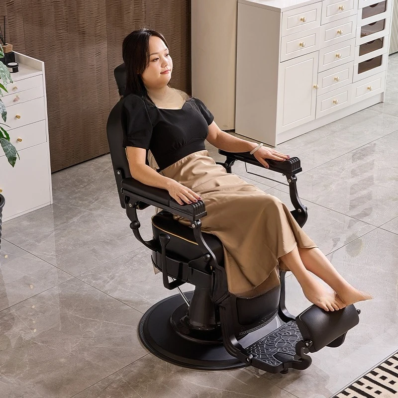 Factory Direct 2026 Simple Internet Celebrity High-end Hair Salon Chair Barber Shop Shave Down Beauty Salon Chair Lift Oil Head
