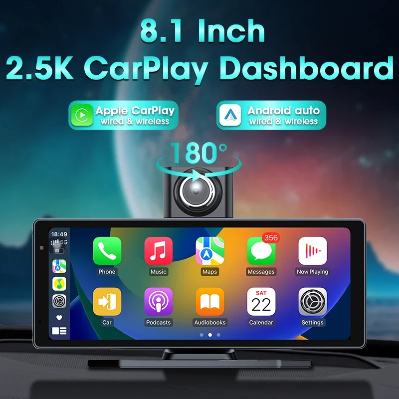 Srnubi CarPlay Android Auto Car Radio Multimedia Video Player 8.1inch Portable Touch Screen With USB AUX For Rear View Camera