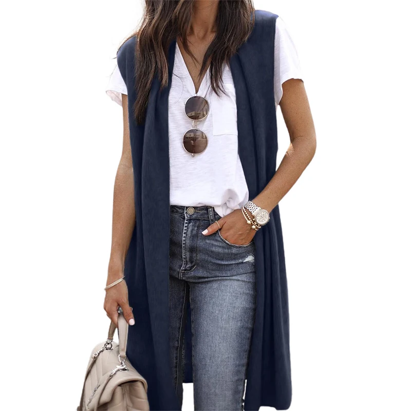 

Women‘s Knitted Cardigan Vest 2024 New Spring/Autumn Camisole Fashion Versatile Sleeveless Slim Fit Long Sweater Vest Tops