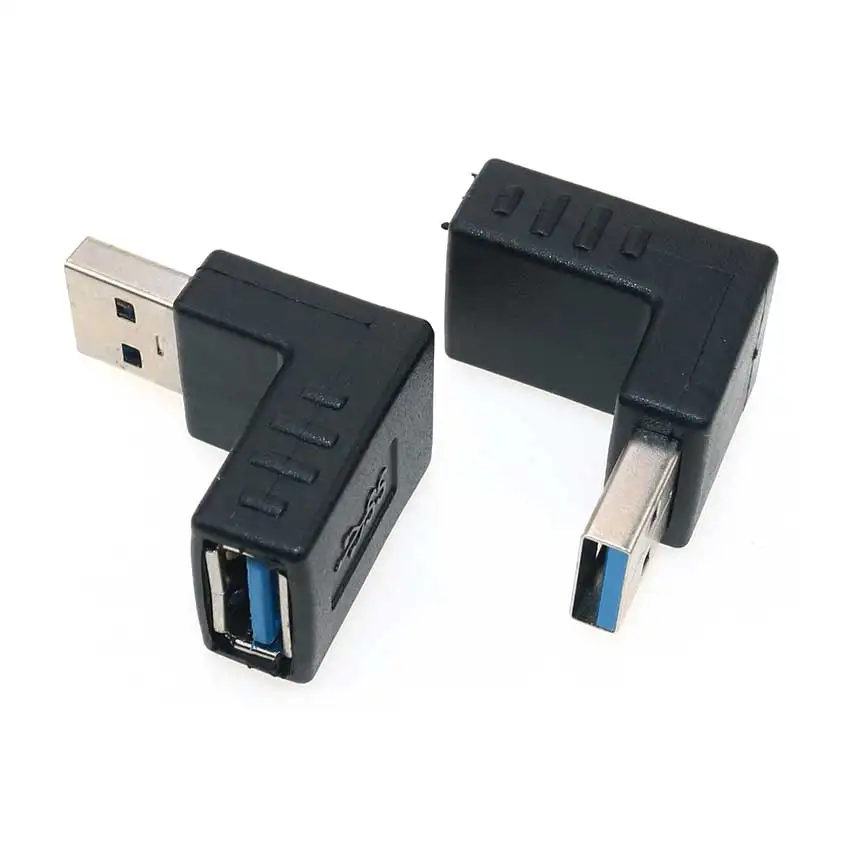 YuXi USB 3.0 Adapter Left /Up/Down/ Right Angle 90 Degree Extension Cable Male To Female Adapter Cord USB Cable