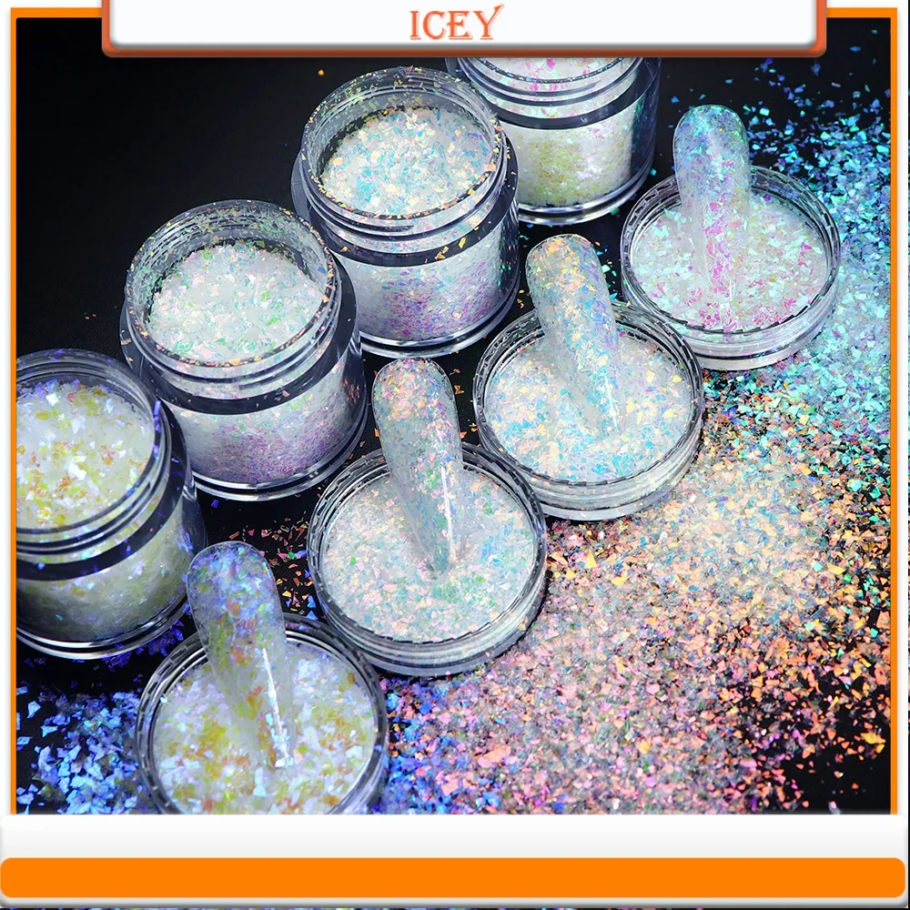 Icey Beauty 10ml Bottled Illusion Small Fragments Imitating Cloud Brocade Nail Polish Glitter Irregular Glass Paper Nail Glitter