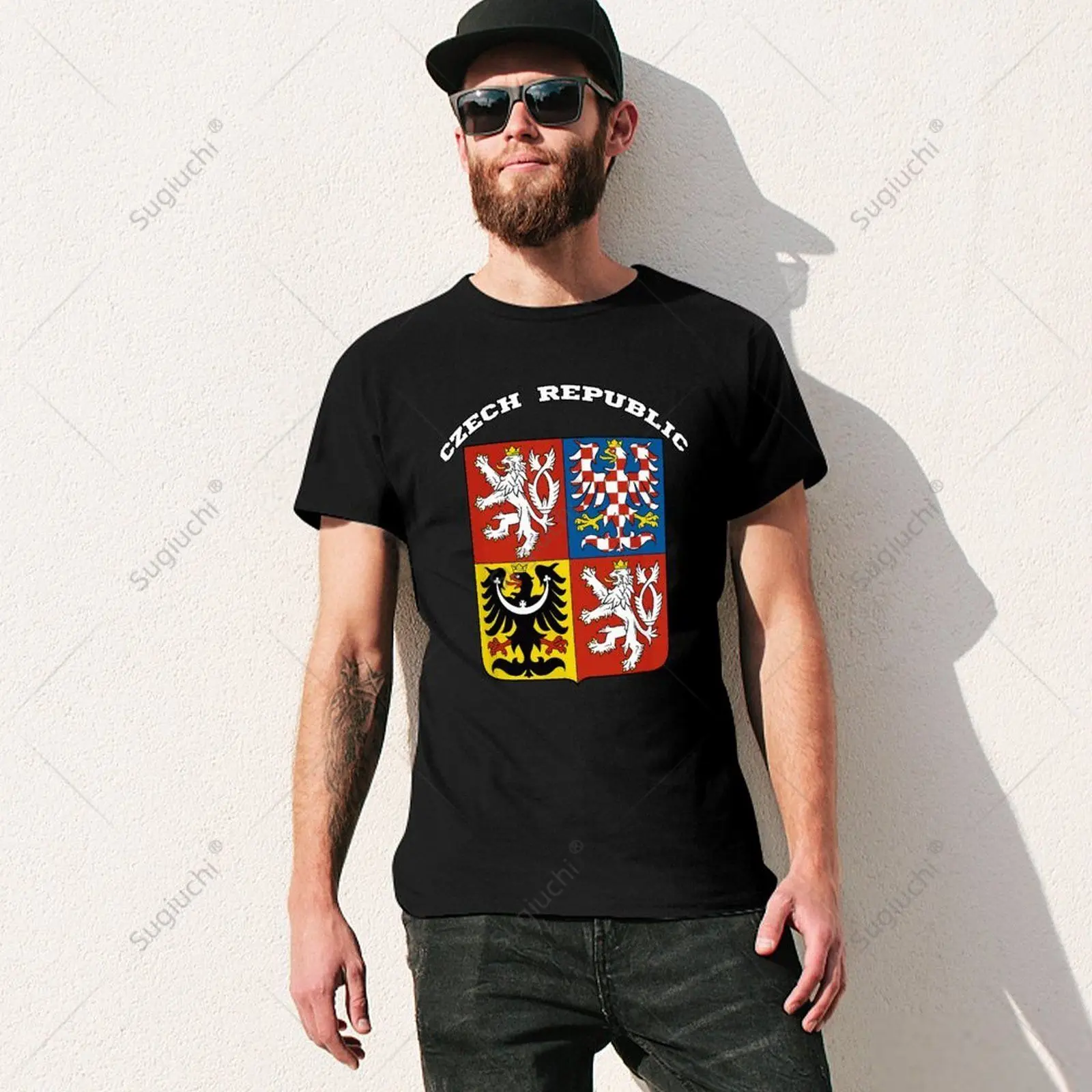 Unisex Men Czech Republic Coat of Arms Tee Flag Souvenir Prague Tshirt Tees T Shirts Women Boys 100% Cotton T-Shirt view 2