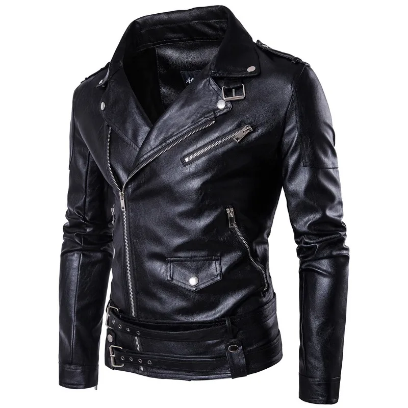 

Fashion Men's Leather Jacket, Locomotive Slim Fit, Fashion Versatile Trend Personalized Leather Jacket
