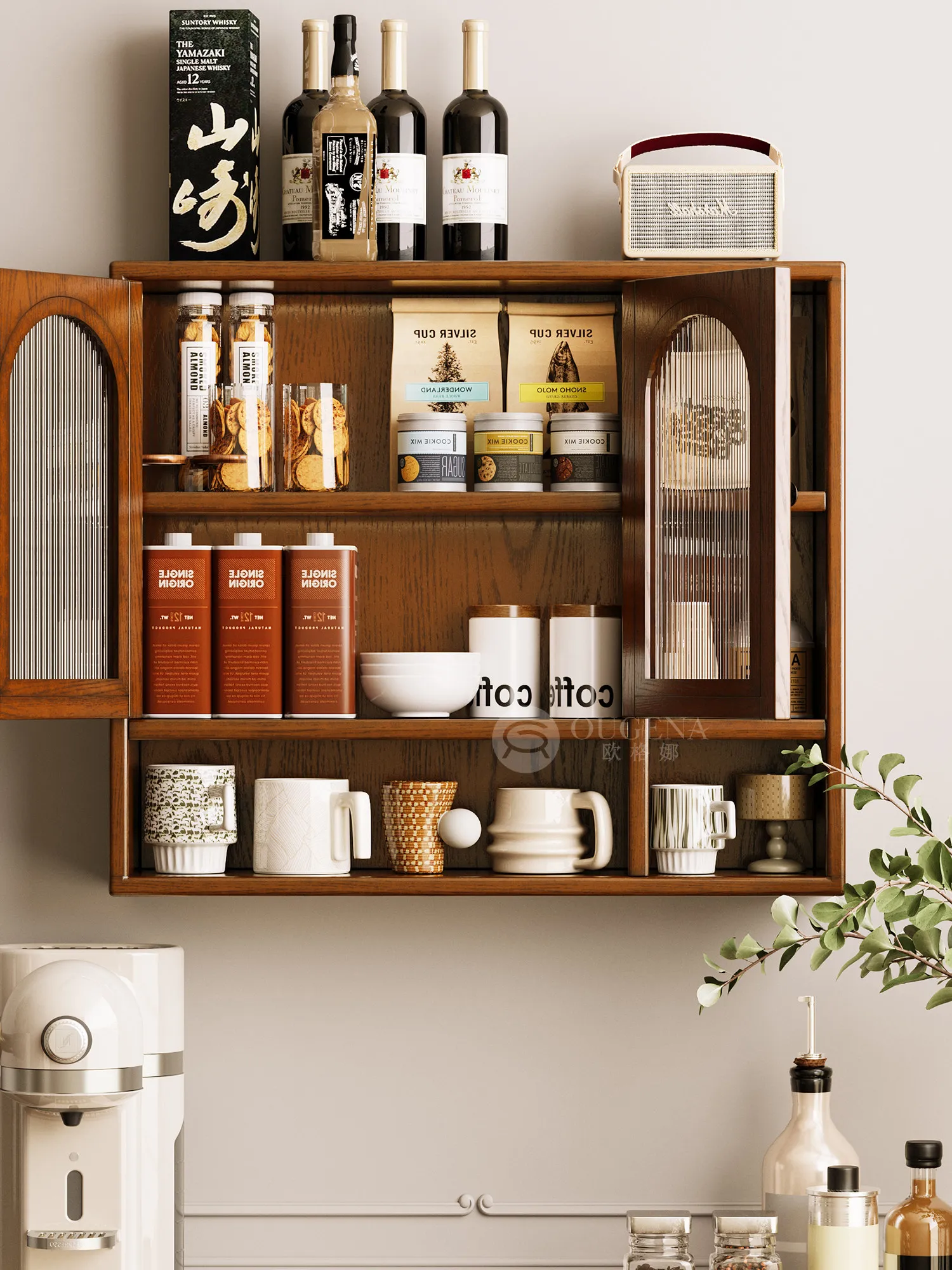 Ogna American versatile retro small hanging cabinet desktop storage cabinet French wall cabinet Mark cup holder Kitchen rack