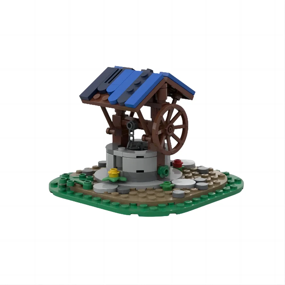 132 building blocks MOC-175048 Medieval Village Ancient Well Educational Toy Assembling Building Blocks Christmas Gift