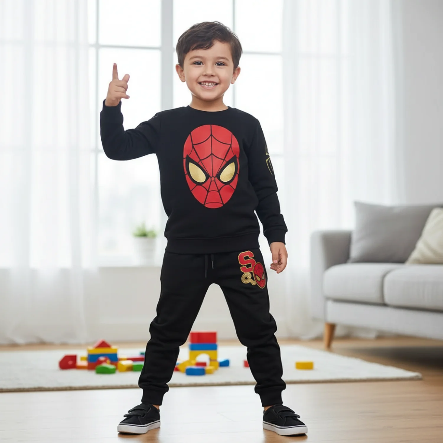 Spider-Man – ensemble sweat-shirt pour enfants, tenue Marvel pour garçons, col rond, vêtements de détente, graphique héros, sous licence officielle, NWT