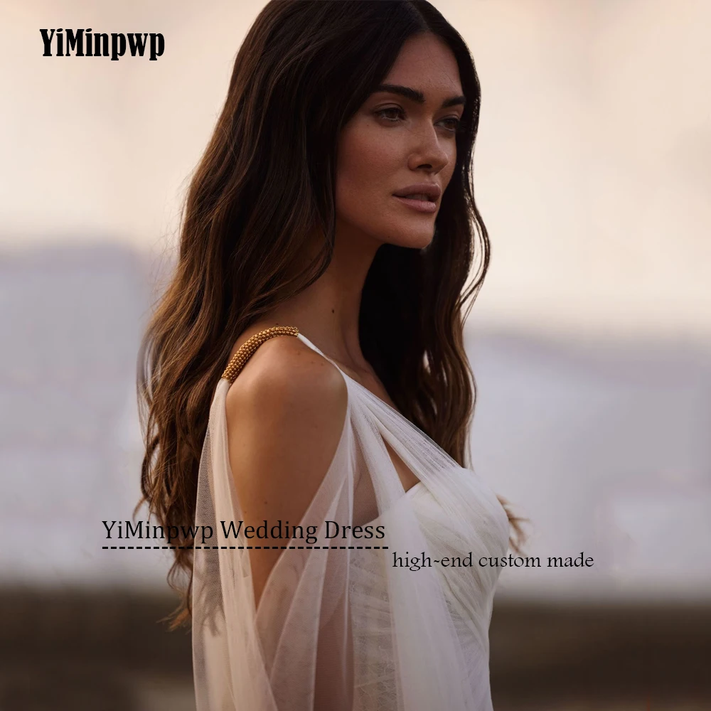 فساتين زفاف من التل على الشاطئ مخصصة على شكل حرف a على شكل قلب أشرطة سباغيتي بوهو فستان العروس لثنيات الزفاف فيستدوس دي نوفيا