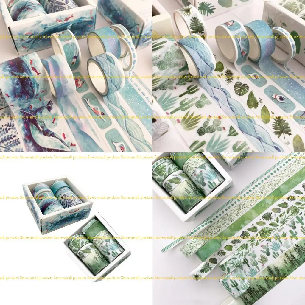 R1WD 8X الشريط الزخرفية الحرفية النباتات الخضراء الصبار اخفاء اشي الشريط ملصقات ل مخطط هدية التفاف عطلة الديكور