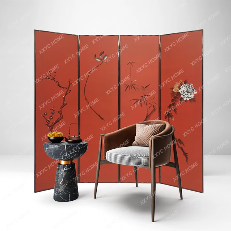 

Orchids Bamboo and Chrysanthemum Lacquer Art Subareas Screens Living Room Modern Folding Mobile Hallway Accordion Partition