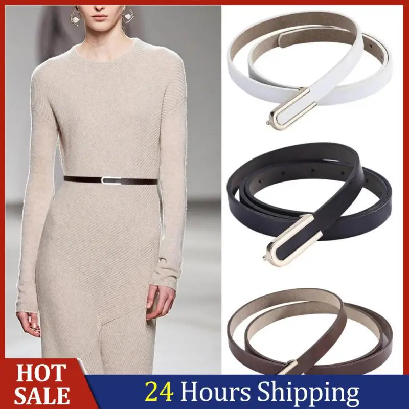 Fashion Black PU Leather Thin Belt Female Dress Suit Skirt Decoration Creative Buckle Belt Thin Ladies Waistband Women Belts