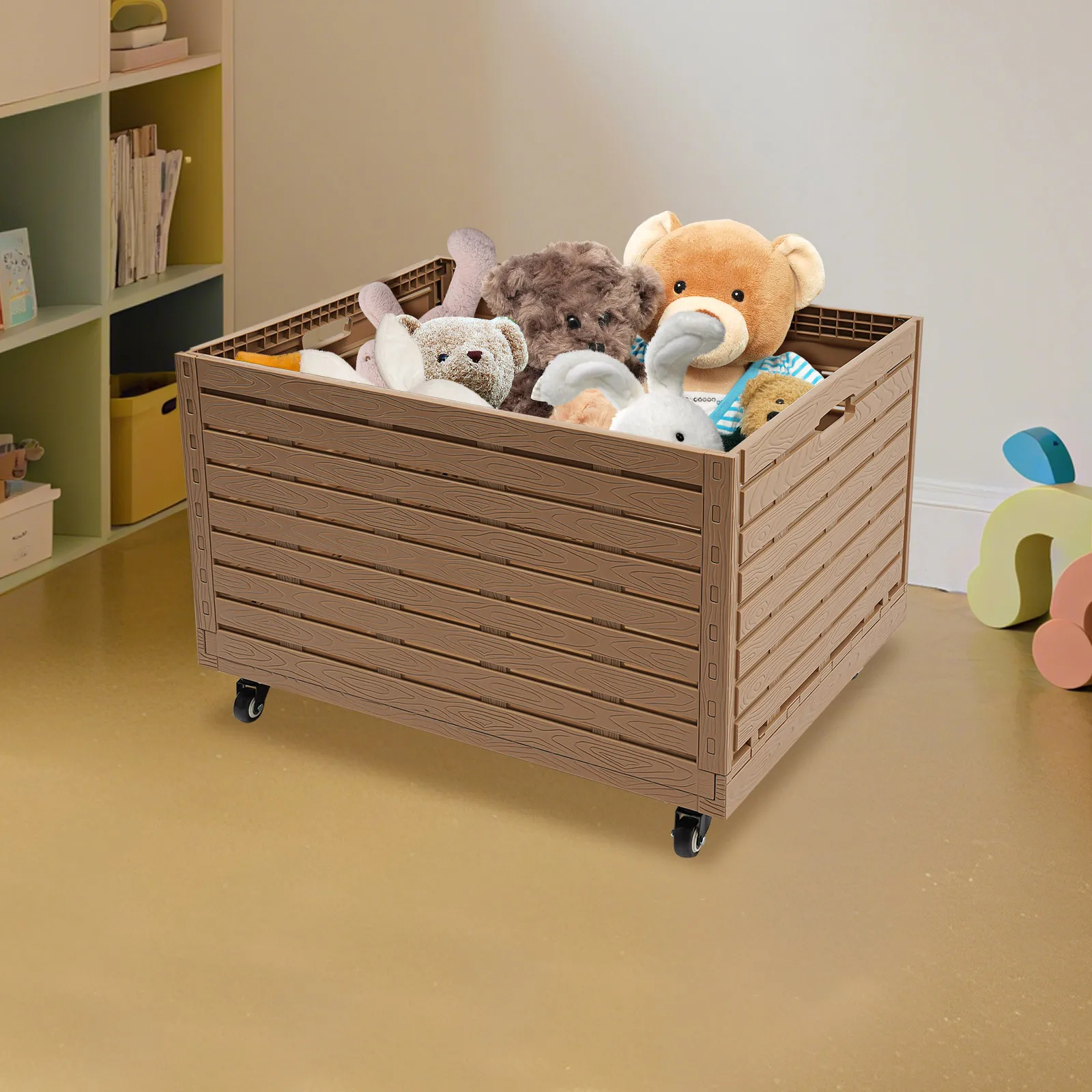 

Передвижной ящик-органайзер с колесами, пластиковый контейнер под дерево, вместимость 200 кг, тележка для дома и офиса