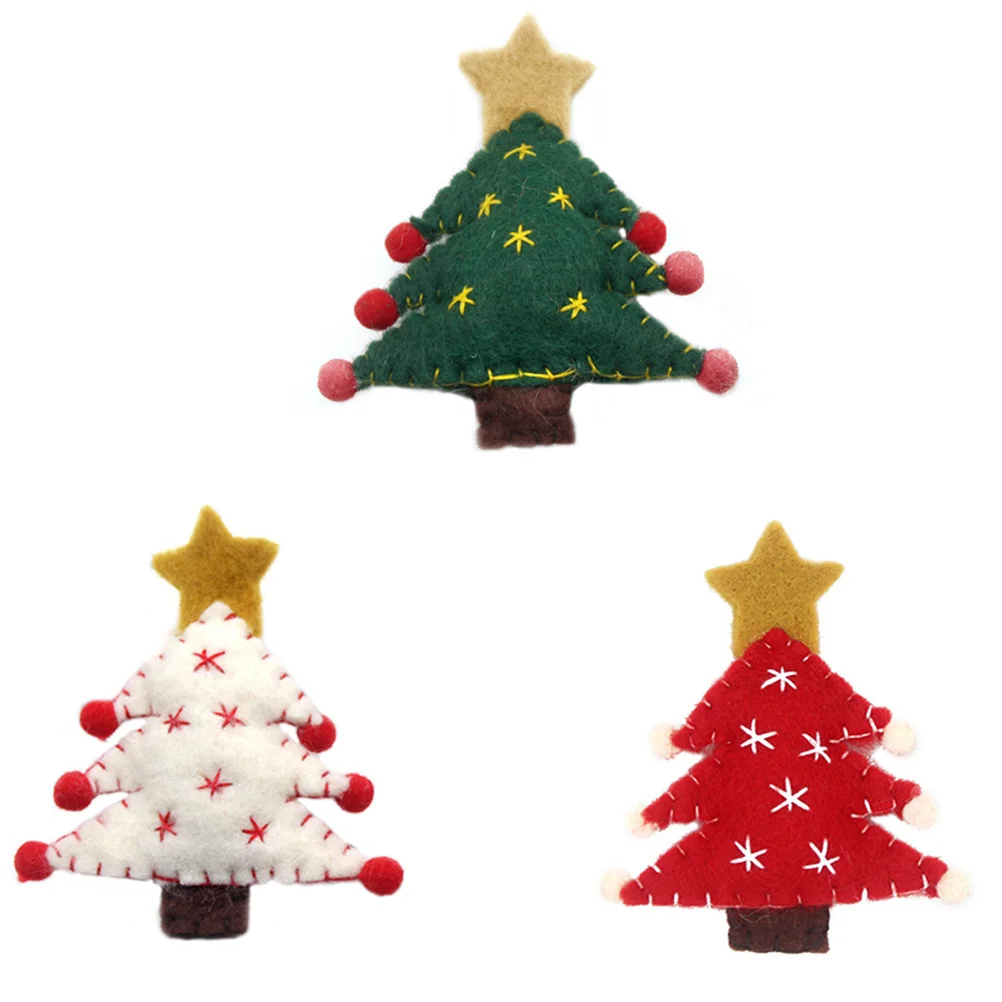 

3 Pcs Wool Felt Christmas Tree Ornaments Handmade DIY Party Decorations for Tree Merry Christmas Gifts Accessories