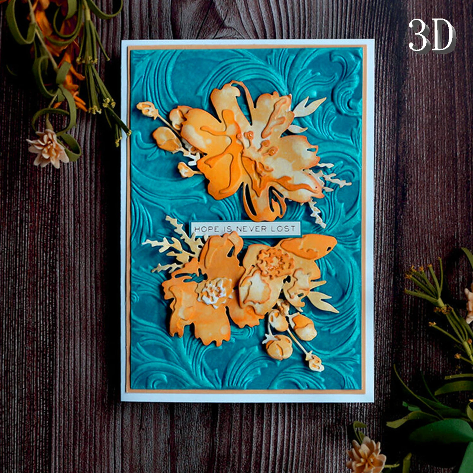 Exquisiter 3D-geprägter Ordner mit Pflanzenmuster-Reliefdesign, geeignet für Scrapbooking, Kartenherstellung und Heimwerkerarbeiten – weißer Kunststoff