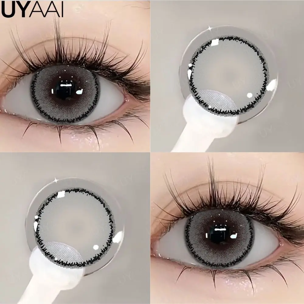 UYAAI NEUE Farbe Kontakt Augen Farbe Linsen Make-Up Natürliche Schwarze Linse Kosmetik Rosa Augen Linsen Frau Make-Up Blau Schönheit Kontakte – Detail 24