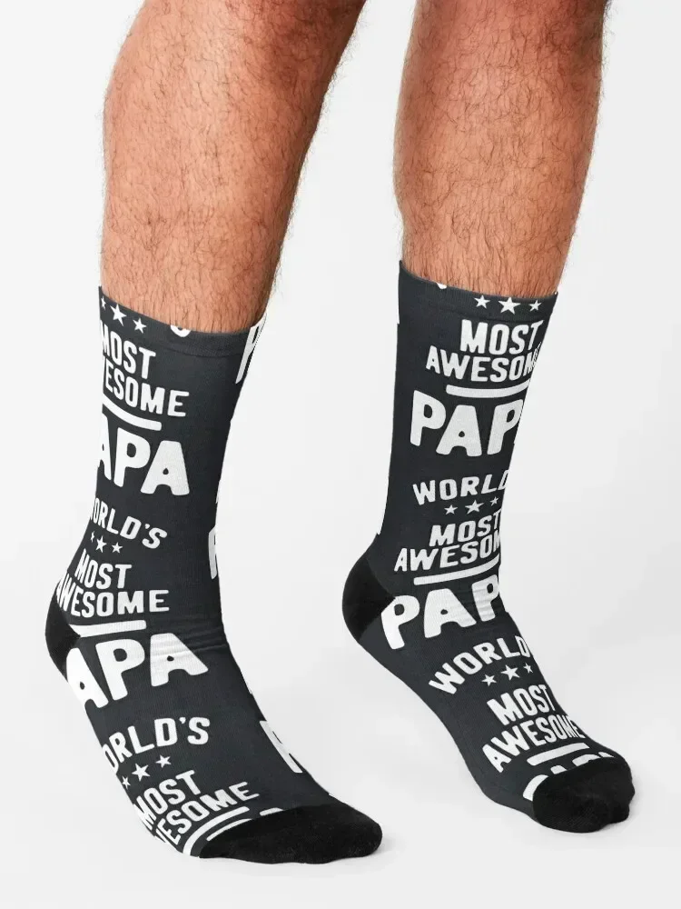 Mens World's Most Awesome Papa Father Gift Socks Crossfit christmas gifts cool Rugby Socks Men Women's