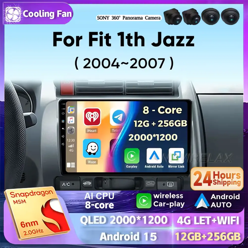 

Android 15 Car Radio For Honda Fit 1th Jazz 2003 2004 2005 2006 2007 Wireless Carplay Auto Audio Car Multimedia 2 Din DSP 4G