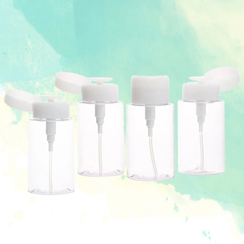 

4Pcs Makeup Remover Bottles Plastic Travel Press Pump Portable Containers 160ml Random Lid for Camping Home Outdoor