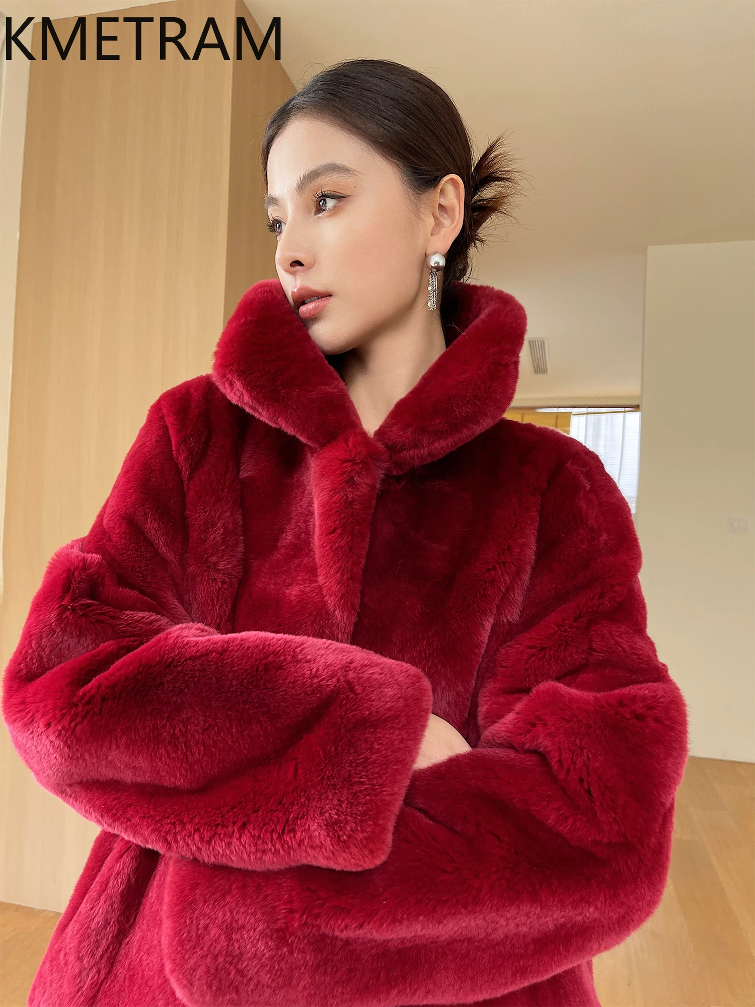 100% Natural Rex Rabbit Fur Coat Woman High Quality Short Red Real Fur Coats Winter Clothes 2025 Furry Jacket Women шуба женская