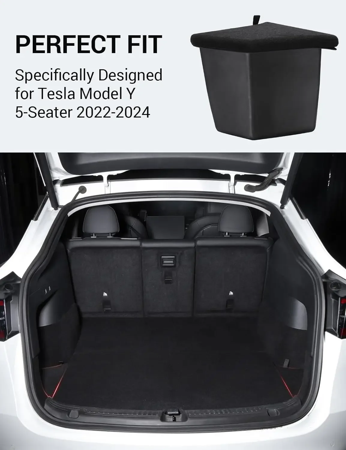 Futhope Kofferraum Seite Lagerung Box Für Tesla Modell Y 2018-24 Hohl Abdeckung Organizer Beflockung Matte Partition Bord verstauen Aufräumen