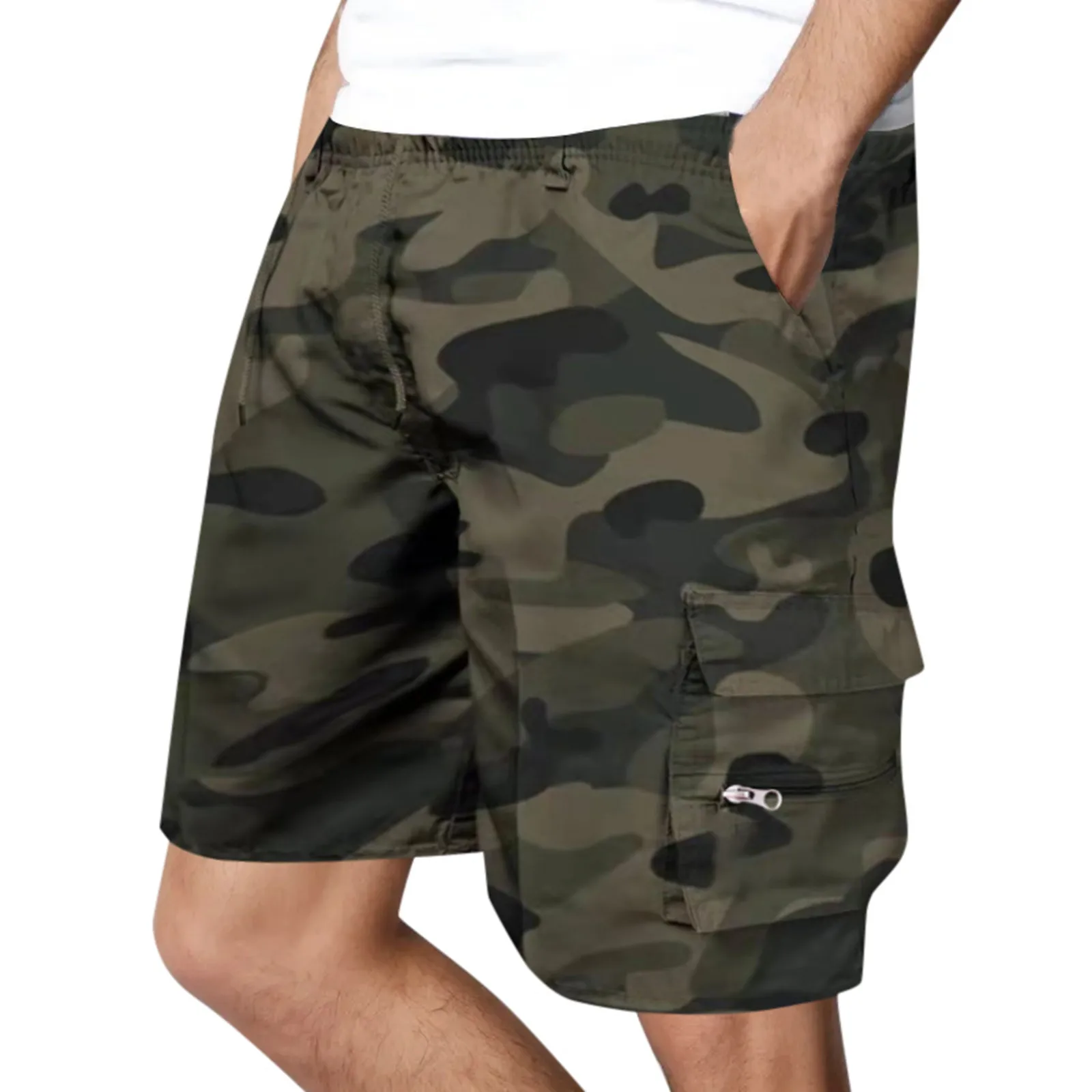 

Casual Drawstring Cargo Solid Pocket Men's Zipper Pants Shorts Outdoor Men's Pants Casual Bottoms male Clothing Sportswear