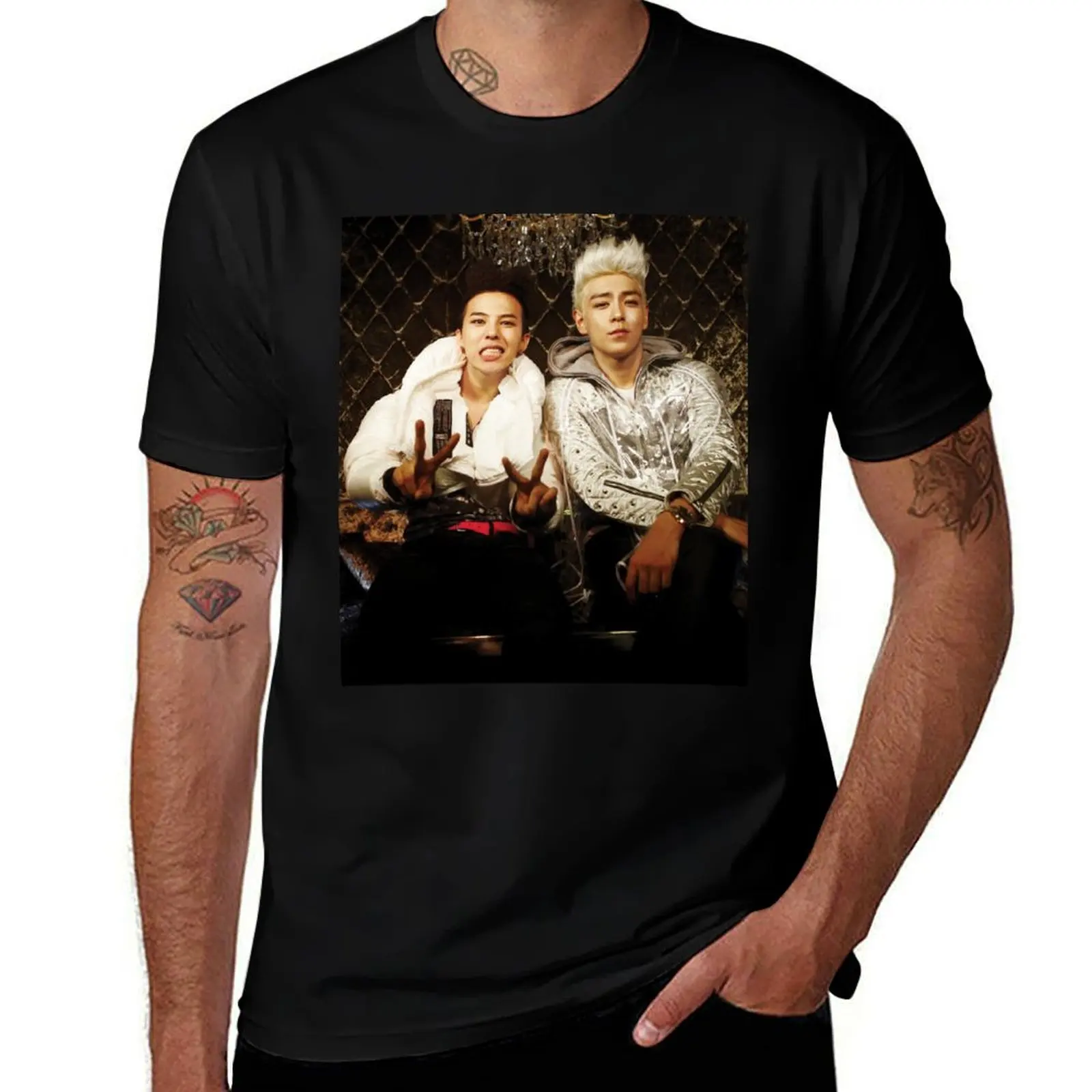 BigBang GD&TOP Kpop Big Bang Top G Dragon футболка мешковатые рубашки таможенные облегающие футболки для мужчин