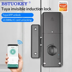 Support tuya app Smart Bluetooth Indoor Invisible Lock for Wooden Door Electronic 13.56 IC Card Lock Support Gateway to Wifi