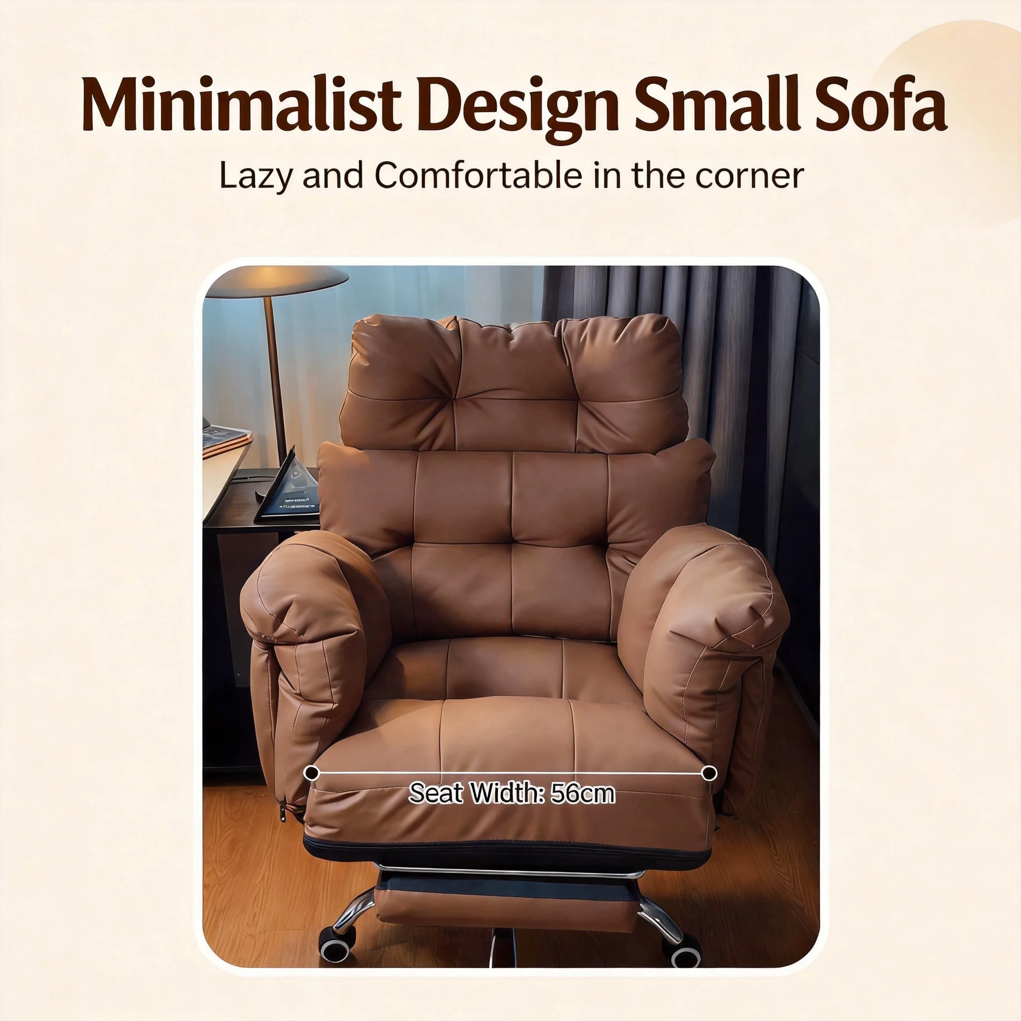 Premium Modern Cats Claw Leather Lazy Computer Chair-Ergonomic Rotatable Home Office & Living Room Desk Chair With Footrest