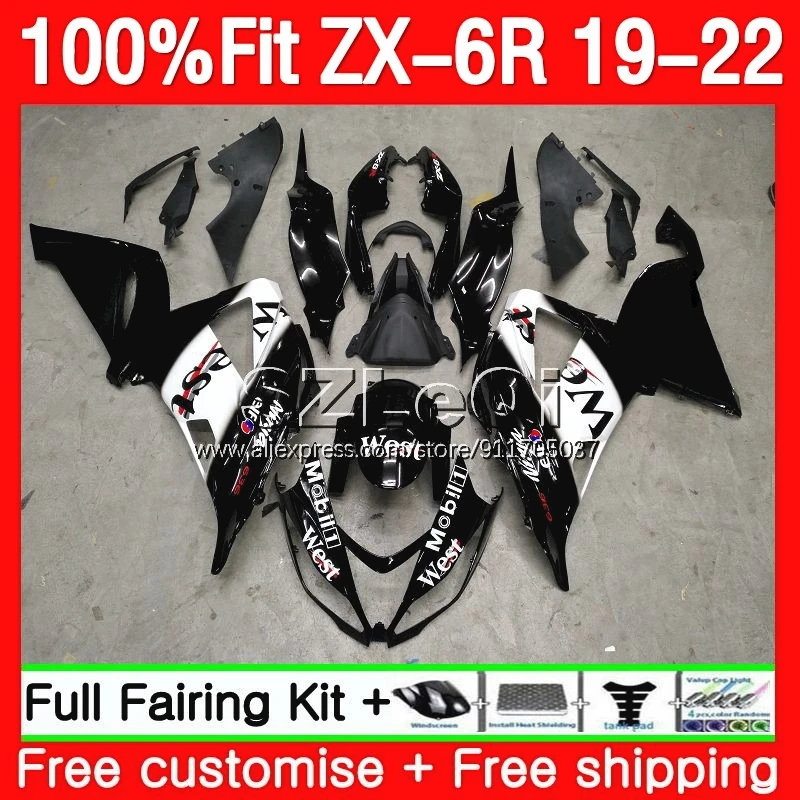 Body For KAWASAKI NINJA Black west ZX 6R 636 6 R ZX636 ZX6R 19 20 21 22 102No.72 ZX-6R ZX-636 2019 2020 2021 2022 2023 Fairing