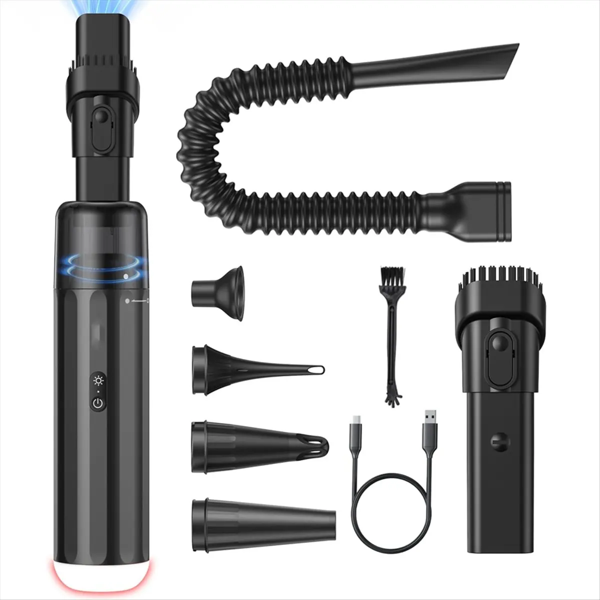 A38F 13000PA Powerful Car Vacuum Cleaner High Power Cordless Rechargeable, Handheld Vacuum, Mini Vacuum with LED Light